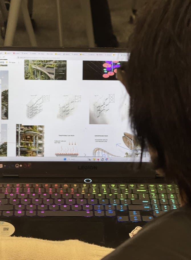Digital board — architectural studies beside spatial references