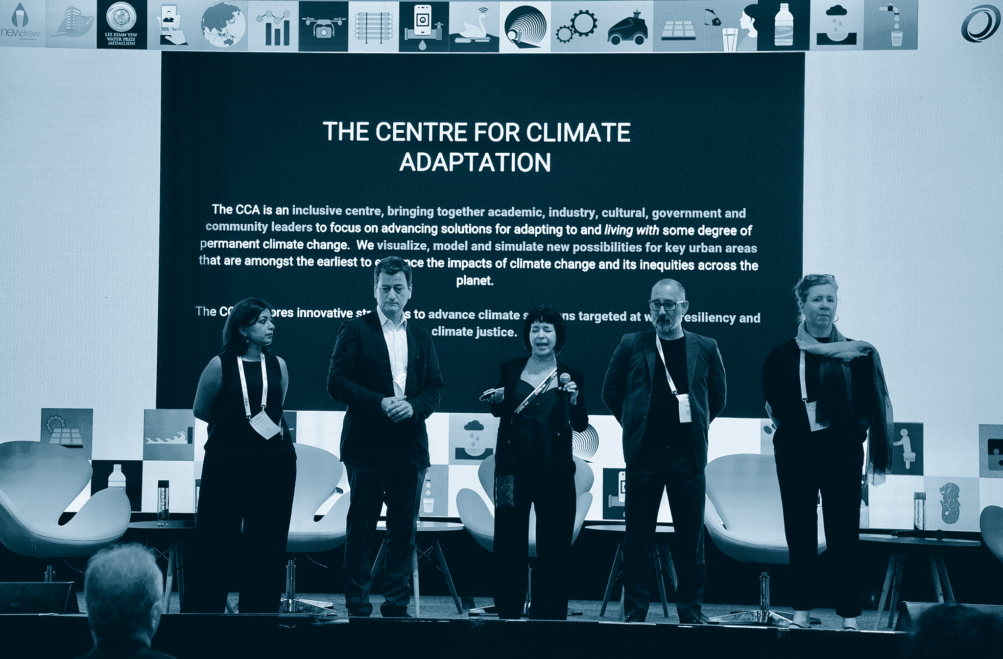 Speakers on stage at the Condensations panel discussions